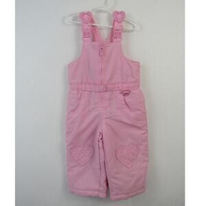Wonderkids 24M Pink Snow Suit Heart Patches and Buckles Winter Warm Cozy